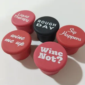 Silicone wine bottle stopper set, round barware sealing plug for red wine bottles, soft and flexible.