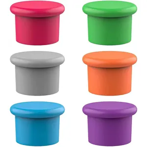 Colorful silicone wine bottle stoppers set, soft sealing plugs for glass bottles 6pcs