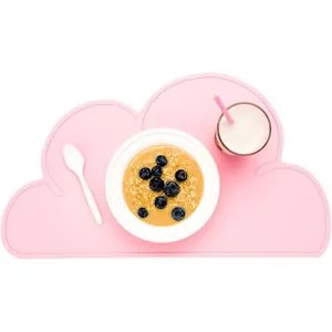 Cute pink cloud silicone placemat for kids, waterproof and heat-resistant table mat.