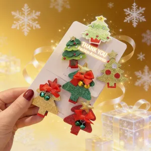 Handgefertigte Weihnachtsbaum Haarspange Für Mädchen Schleife Haarnadel Mit Strass Künstliche Perle Kinder Festival Haarschmuck