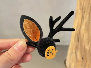 Halloween Fledermaus Geweih Haarspange süßer Kürbis Plüsch Haarschmuck für Party deco