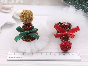 Weihnachten Haarspangen Mini Hut Lametta Schleife Tüll DIY Haarschmuck Detailansicht