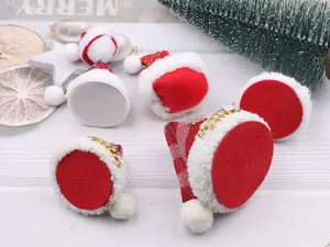 Mini Christmas hat DIY accessories cute plush red hair clip headband craft decoration top