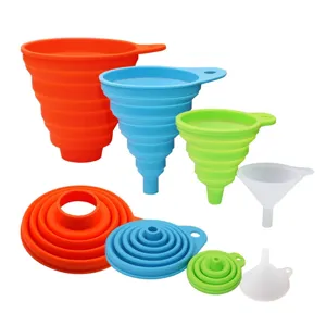 Zusammenklappbares Silikontrichter-Set, lebensmittelechte Küchen Klapptrichter Werkzeuge.