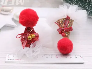 Weihnachts Mini Pailletten Hut DIY Haarschmuck mit Glocken und Tüllspitze Dekoration.