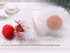 Weihnachten DIY Haarschmuck rote Glitzer Mini Mütze weißer Tüll Bastelzubehör für Mädchen