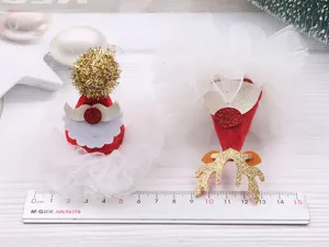 Weihnachtshaarschmuck DIY Weihnachtsmann Mütze Hirschgeweih Filz Tüll Deko Haarklammer Basteln