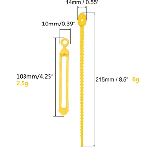 Bridas de silicona organizador de cables correas flexibles amarillo set de detalle