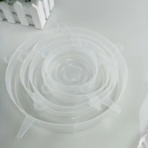 6-teiliges Set transparenter Silikon-Stretchdeckel für Schüsseln Lebensmittel Küchenhelfer Detail