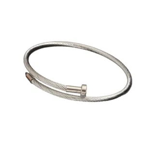 Edelstahl Draht gewebtes Nagel Manschette Armband fuer Damen und Herren minimalistische Mode