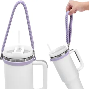 Silicone Tumbler Strap Set Handheld Water Bottle Lanyard Elastic Ring Holder for Cup