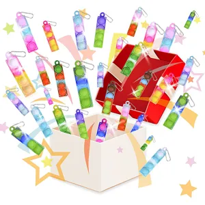 Bunte Silikon Push Pop Bubble Sensorik Spielzeug Schlüsselanhänger für Kinder und Erwachsene.