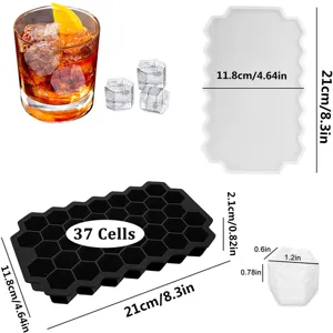Stampo per ghiaccio in silicone a nido d'ape 37 griglie con coperchio vaschetta flessibile DIY