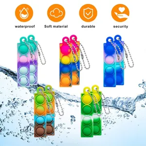 Silikon Push Pop Bubble Fidget Spielzeug Schlüsselanhänger, bunter Antistress Sensorik.