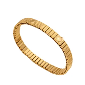 Gouden modulaire stretch armband, Europese mode metalen schakelarmband voor dames dagelijks.