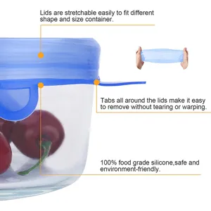 Silicone stretch lids for bowls and containers, food grade reusable food cover wraps set.
