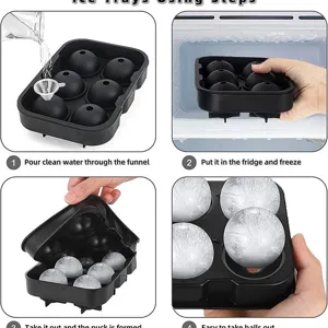 6-hole silicone round ice cube tray mold for whiskey and cocktail making easily.