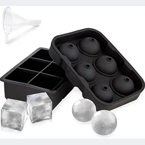 Bac à Glaçons en Silicone Avec Couvercle Moule Boule et Carré Pour Bar à Whisky Cuisine Maison