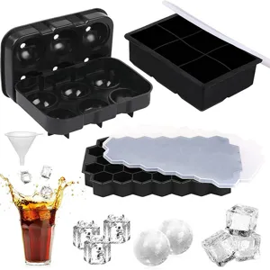 Ensemble de bac a glacons en silicone moule sphere carre avec couvercle bar cuisine
