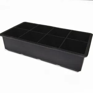Schwarze 8-Gitter Silikon Eiswürfelform, rechteckige Eiswürfelbehälter für Küche.