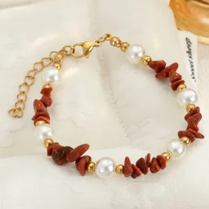 Pulsera de perlas y piedras naturales hecha a mano estilo veraniego joyería elegante