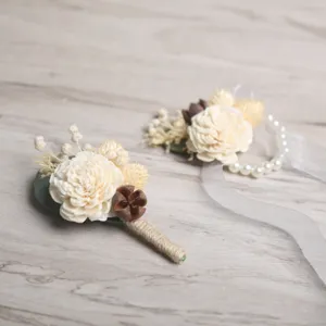 Handgemachte Hochzeit Corsage Handgelenk Blume Set getrocknete Blumen rustikale Party Dekoration
