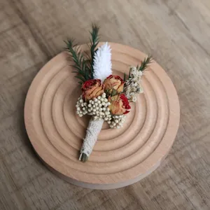 Natural preserved dried flower boutonniere for wedding bridal groom party dress accessories