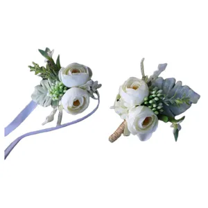 Boda novio novia corsé rústico flor artificial boutonnière para una fiesta bonita