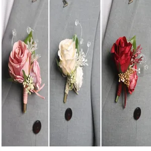 Matrimonio rosa bottoniera sposo corsage sposa fiore abito accessorio colore rosso