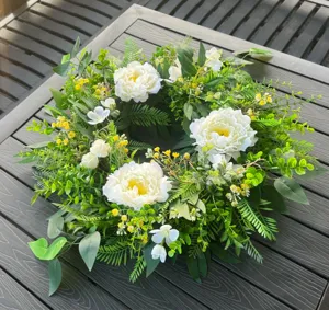 Artificial Peony Flower Wreath Greenery Front Door Wall Hanging Decoration Indoor