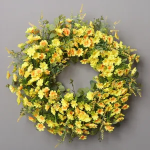 Eucalyptus Artificial Flower Small Daisy Lavender Garland Front Door Hanging Home Decor Silk Floral Wreath Ornament