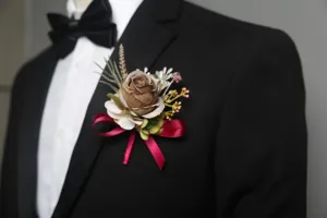 European wedding artificial rose boutonniere suit lapel flower groom wedding party accessory