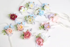 Flores de muñeca de boda estilo coreano rosa artificial corsage de dama de honor fiesta!