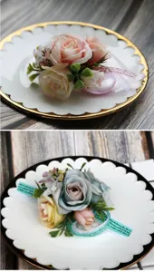 Künstliche Rosen Handgelenk Blume Korsage Hochzeit Party Abschlussball Dekorations Accessoire