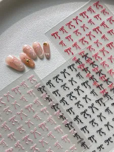 Pegatinas Uñas Lazo 3D Cinta Iridiscente Uñas Postizas Vista Detalle Estilo Nuevo