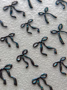 Adhesivos minimalistas de arte de uñas con lazo holográfico 3D calcomanías metálicas brillantes.