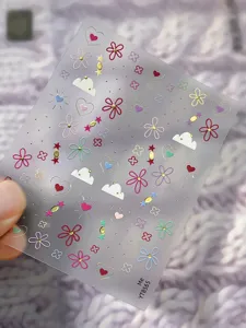 Pegatinas de uñas de flores lindas primavera verano corazón hueco decoraciones de uñas