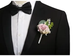 Wedding groom boutonniere artificial flower suit lapel pin for party event decoration accessory