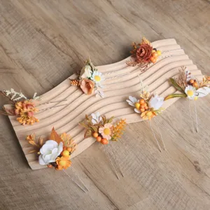 Forest Style Floral Hair Stick Set Artificial Daisy Berry U-Shape Hair Pin Bridal Bridesmaid Vintage Pastoral Hair Accessories