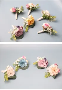 European wedding artificial flower boutonnière groom bridesmaid corsage wholesale