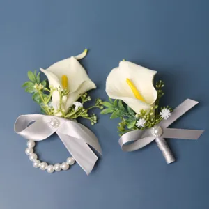 Ευρωπαϊκό Τεχνητό Κρίνο Calla Corsage Και Λουλούδι Καρπού Μεταξωτό Λουλούδι Γαμήλιο Πάρτι Γαμπρός Κοστούμι Διακόσμηση Φυτικά Αξεσουάρ