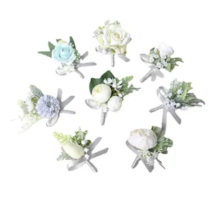 Wedding boutonnieres groom corsage artificial flower set for events meetings