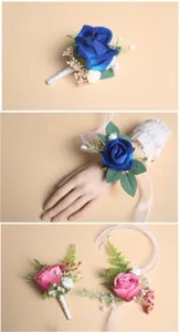 Bruiloft Corsage en Boutonnieres Set Kunstmatige Rozen Bloemen voor Bruidsmeisje Bruidegom