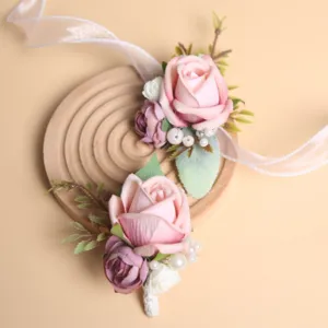 Kunstmatige roos bloem corsage huwelijk bruidsmeisje pols bloem feestelijke decoratie