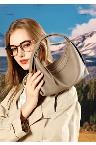 Genuine leather hobo bag stylish casual commuter crossbody shoulder dumpling bag for women