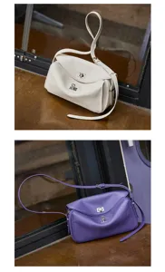 Niche design casual genuine leather messenger bag, versatile large capacity crossbody handbag for women