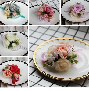 Schöne künstliche Rosen Handgelenk Blume Korsage für Hochzeit Party Blumen Zubehör