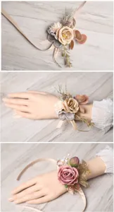 Korean style artificial rose wrist flower bridal bridesmaid wedding corsage detail decoration