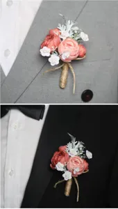 Hochzeit Blumen Boutonniere Kamelie Korsage Anzug Anstecknadel für formelle Feiern!