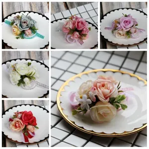 Hochzeit Rose Korsage Und Handgelenk Blume Künstliche Seidenrose Blume Mit Band Für Brautjungfern Hochzeit Party Abschlussball Dekoration